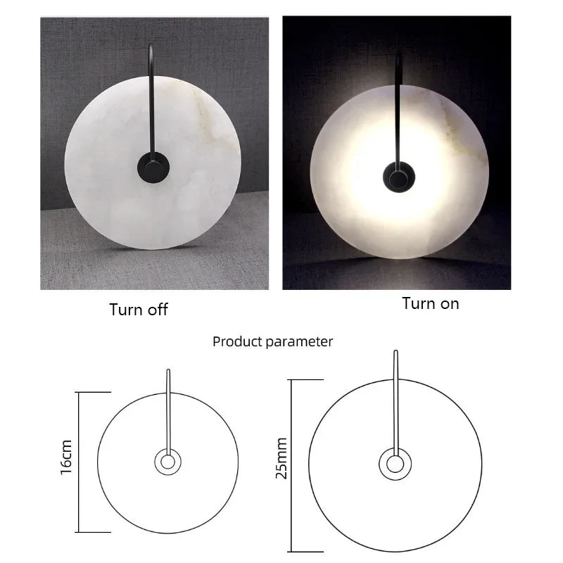 Nordic Marble LED Wall Lamp - Luxury Circular Designer Light for Bedroom & Restaurant