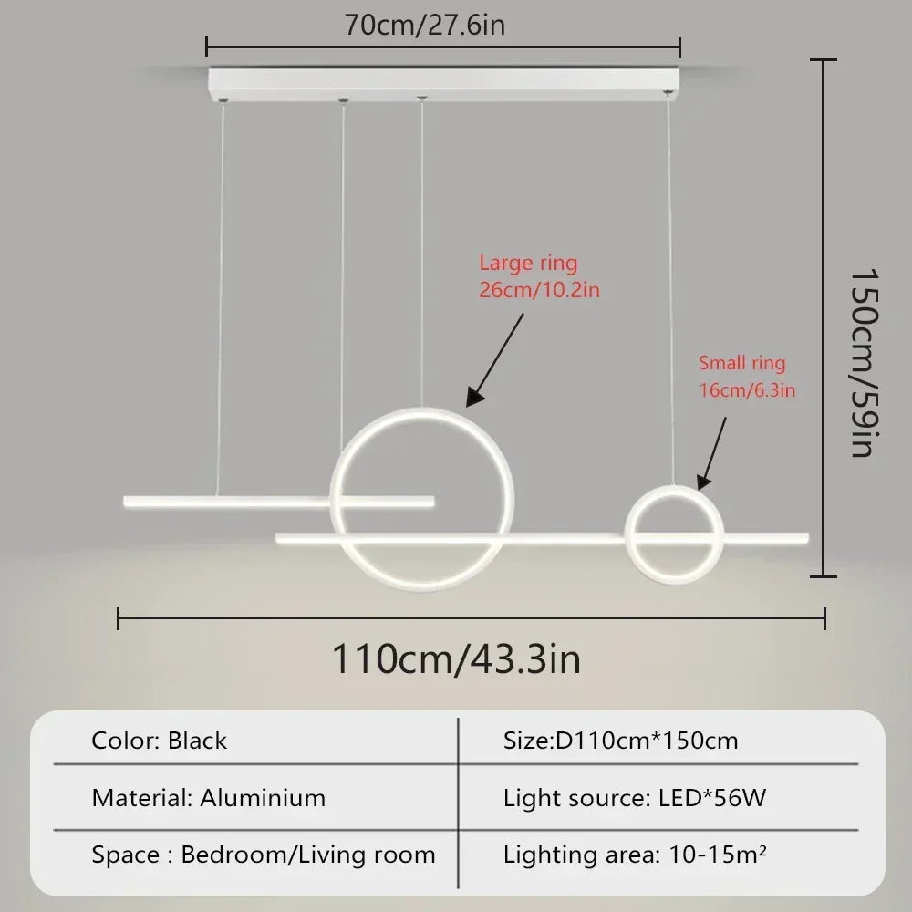 Modern LED Chandelier - Minimalist Pendant Light for Restaurant, Living Room & Bar