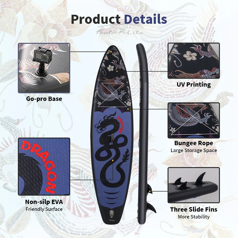 Aufblasbares SUP-Board mit Premium-Zubehör und Tragegurt
