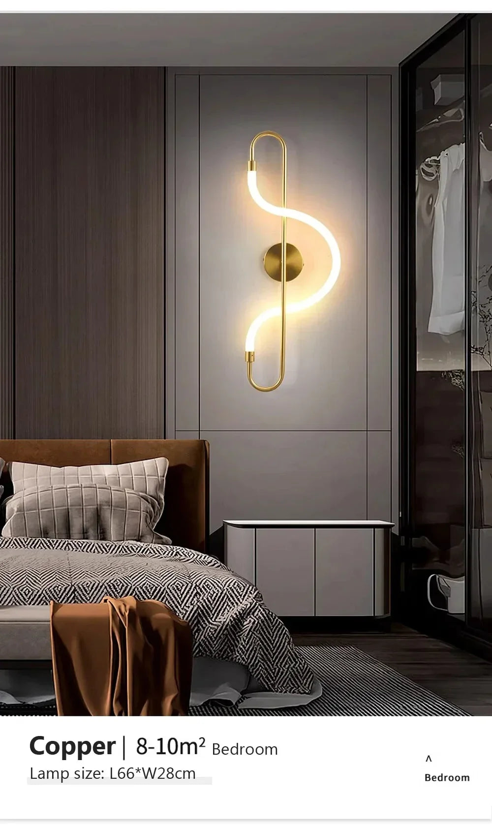 Moderne LED-Wandleuchte – Wandleuchte aus goldfarbenem Aluminium