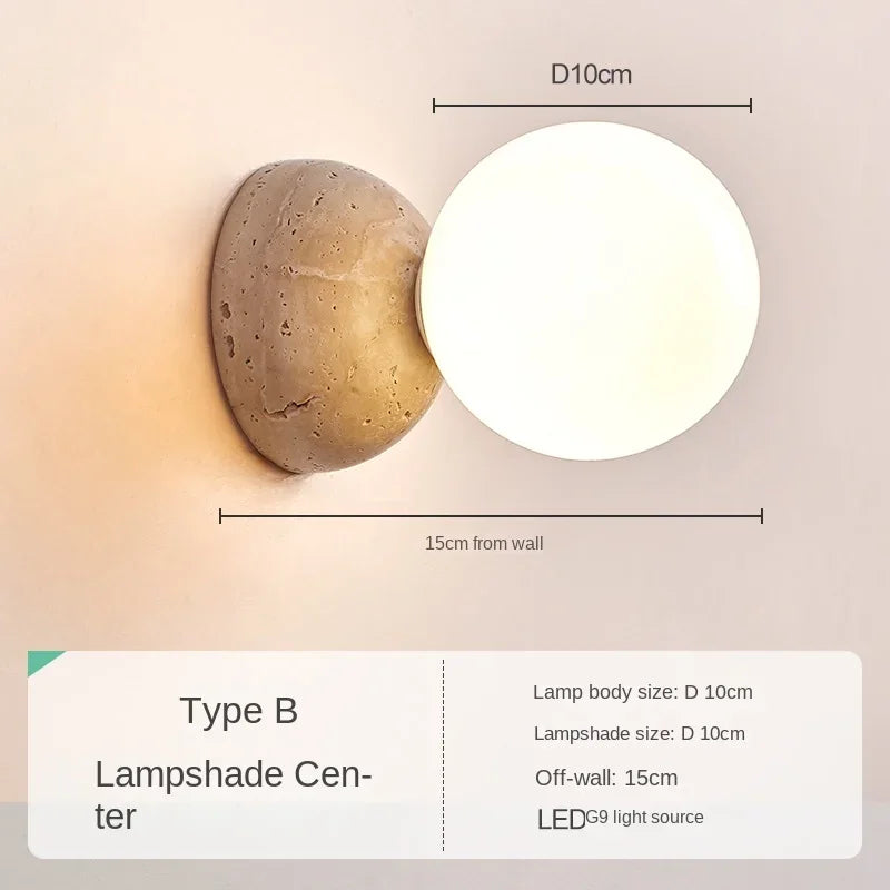 Round Stone Wall Sconce – Warm White Bedside Light
