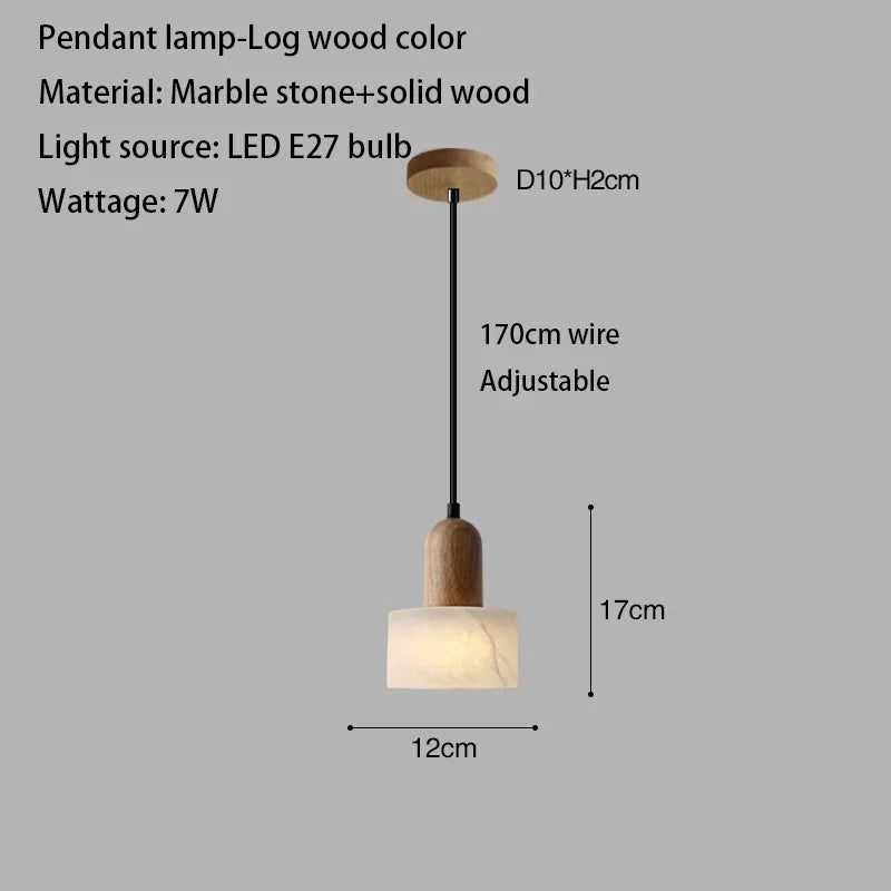 Luxury Marble Pendant Light - Natural Stone Wabi-Sabi LED Lamp
