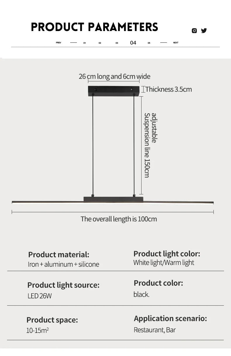 Moderne LED-hanglamp met minimalistisch streepdesign