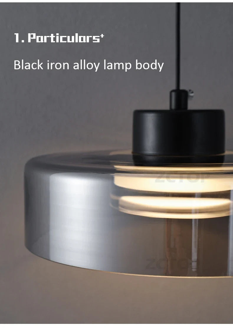 Minimalistische Glazen LED Hanglamp Zwart