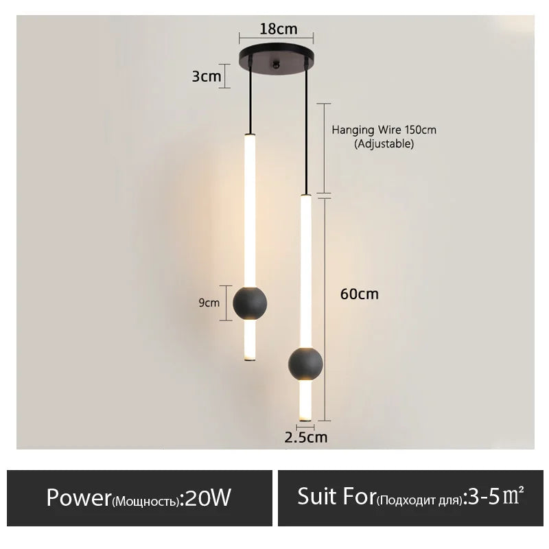 Minimalist Bedside Pendant Light - Modern Single Head LED Lamp
