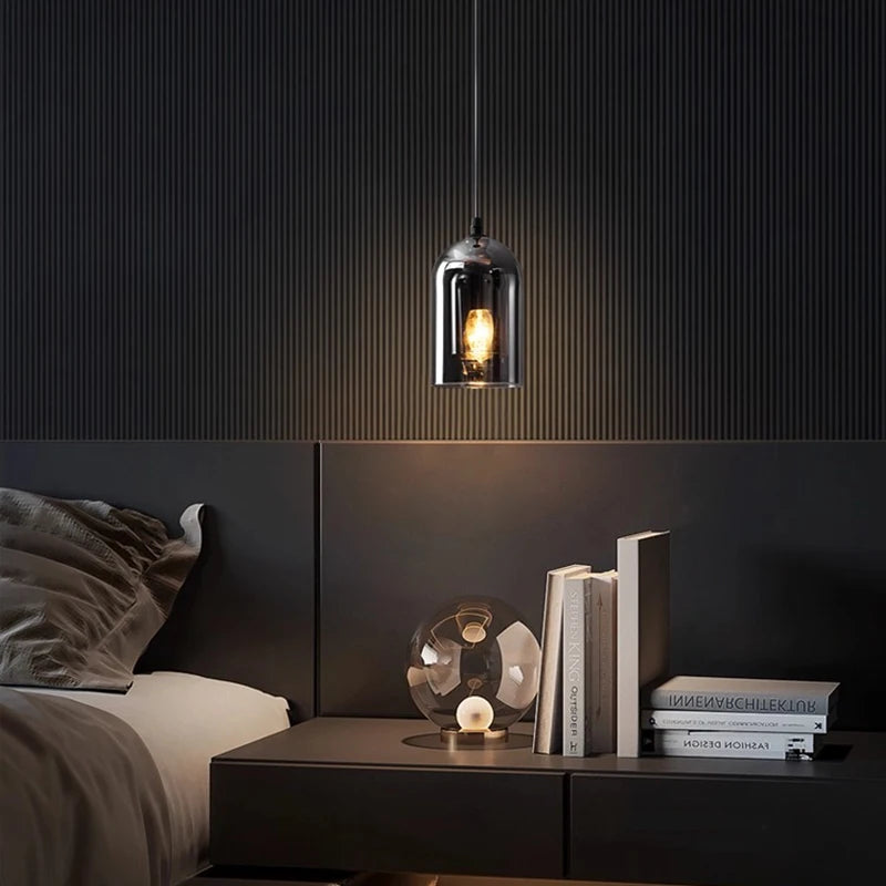 Modern Pendant Lamp – Glass & Iron, 1 or 3 Heads, Dimmable