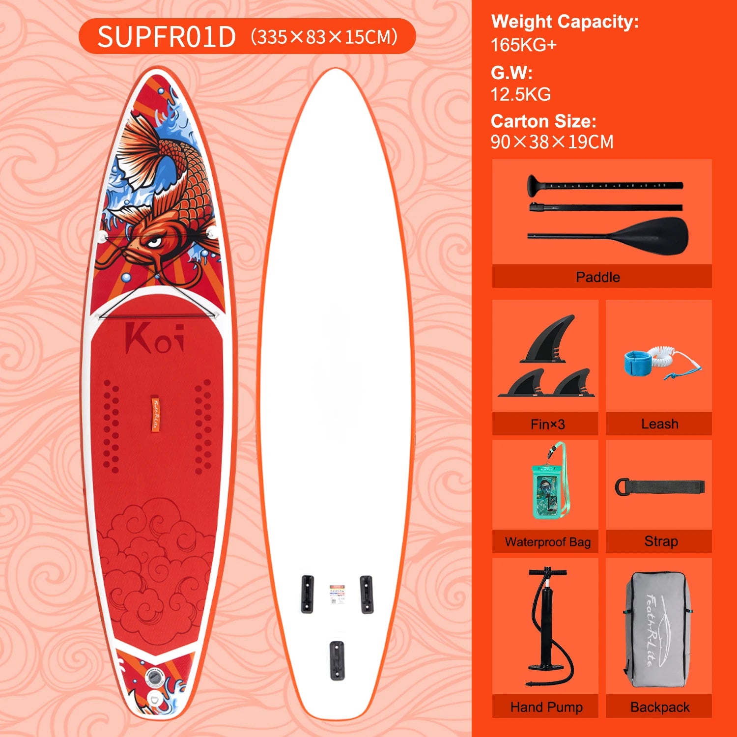 Aufblasbares SUP-Board mit Premium-Zubehör und Tragegurt