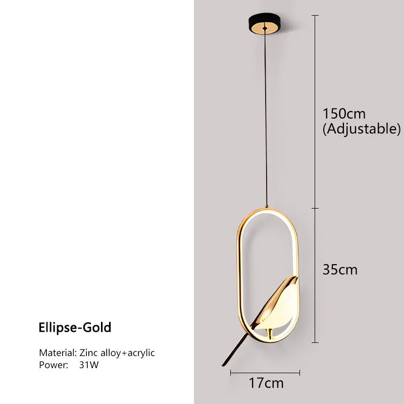 Magpie Bird LED Pendant Lamp - Modern Nordic Design