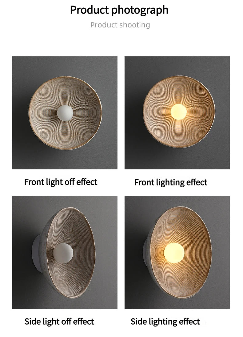Runde Wandleuchte Luna – Wabi-Sabi-Harzlampe