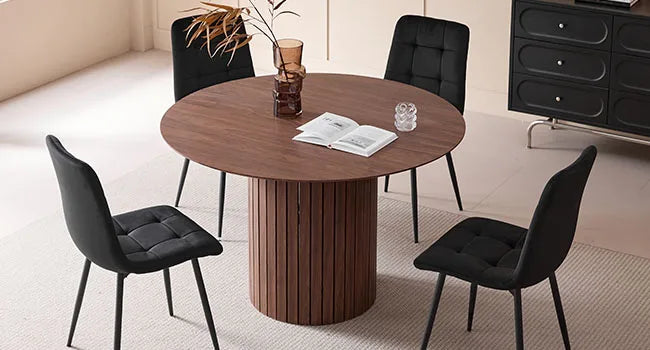 Round Dining Table 120cm - Modern Farmhouse Style for 4-6 People