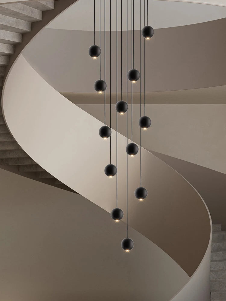 Modern LED Circular Pendant Chandelier - Multi-Light Stairwell Fixture