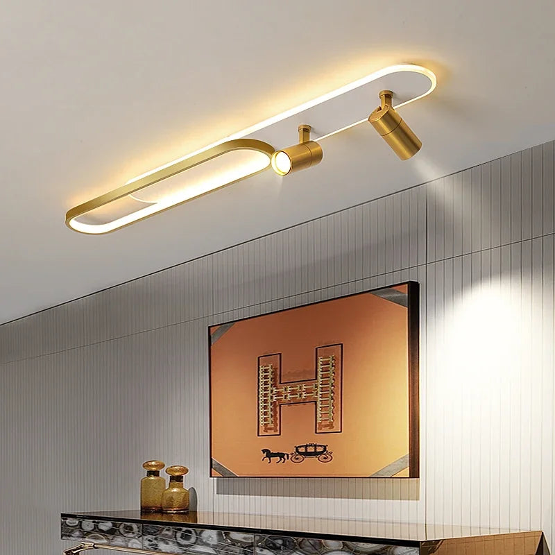 Dimbare LED Plafondlamp met Spotlight – 60/80/100/120 cm | Zwart, Wit of Goud
