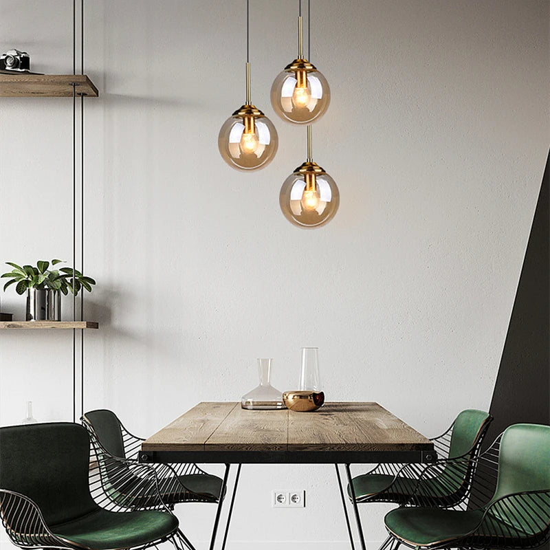 Nordic Glass Pendant Light - Modern LED Chandelier for Living & Dining Room
