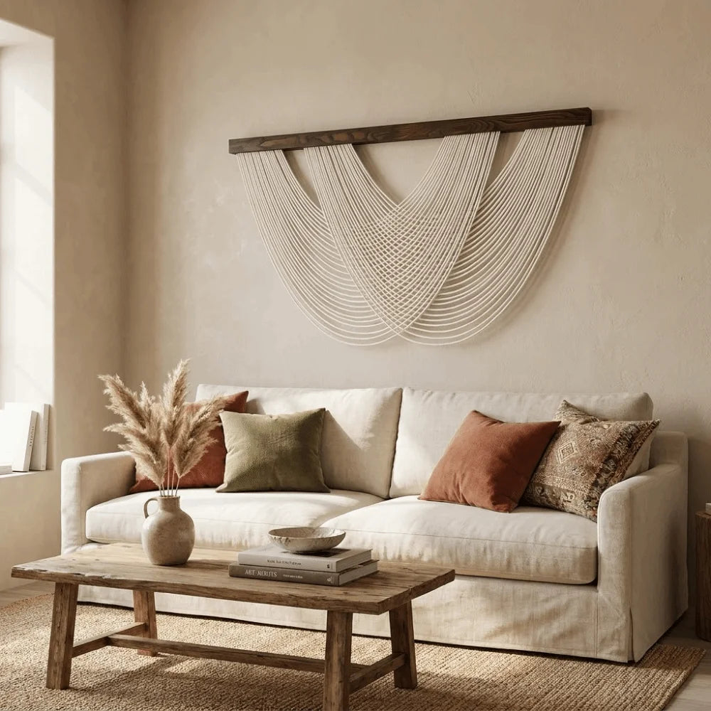 Boho Cotton Rope Wall Hanging Tapestry 100 x 60 cm