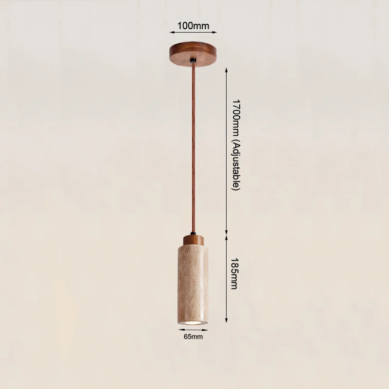 Natural Travertine Pendant Light - Japanese Wabi-Sabi Stone Lamp