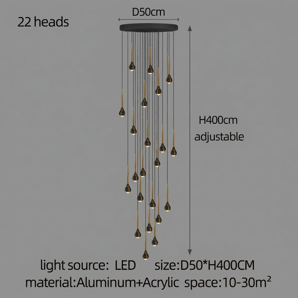LED Staircase Pendant Light – Black and Gold
