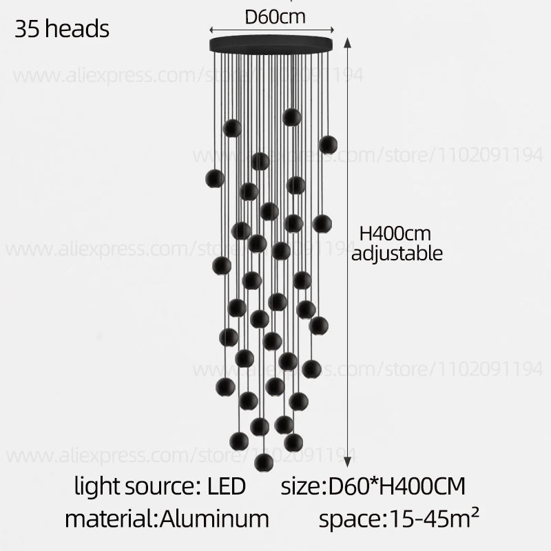 Modern LED Circular Pendant Chandelier - Multi-Light Stairwell Fixture