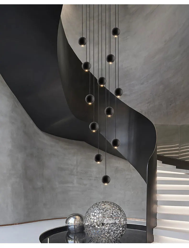 Modern LED Circular Pendant Chandelier - Multi-Light Stairwell Fixture