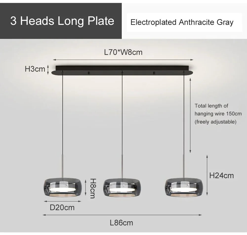 Glass Pendant Light - Modern LED Chandelier for Living & Dining