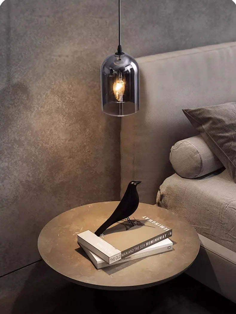 Modern Pendant Lamp – Glass & Iron, 1 or 3 Heads, Dimmable