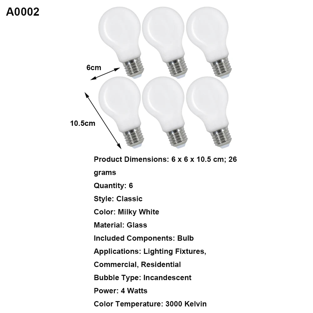 E27 LED Edison Bulb 4W Vintage Retro Filament Light Bulb ST64 Amber Glass Warm White 3000K 430LM Energy Saving Antique Screw Base Decorative Bulb