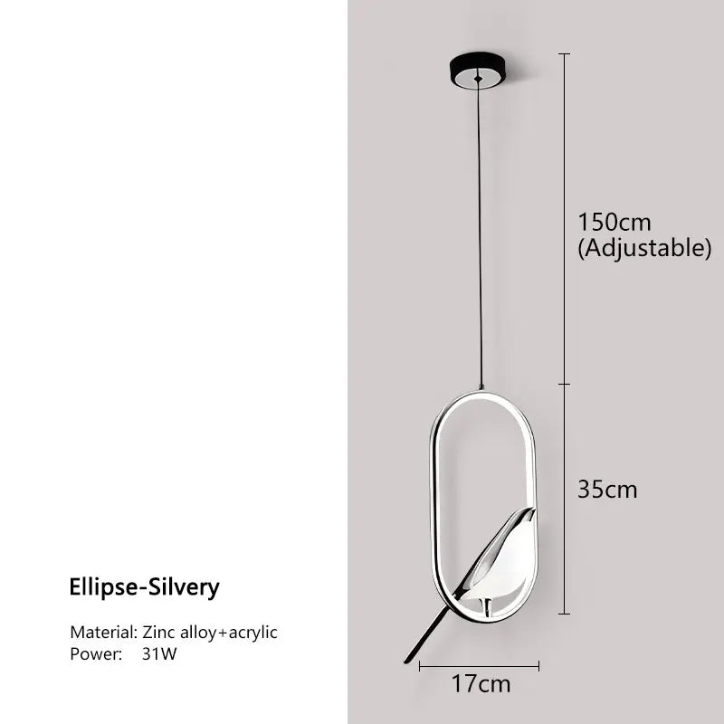 Magpie Bird LED Pendant Lamp - Modern Nordic Design