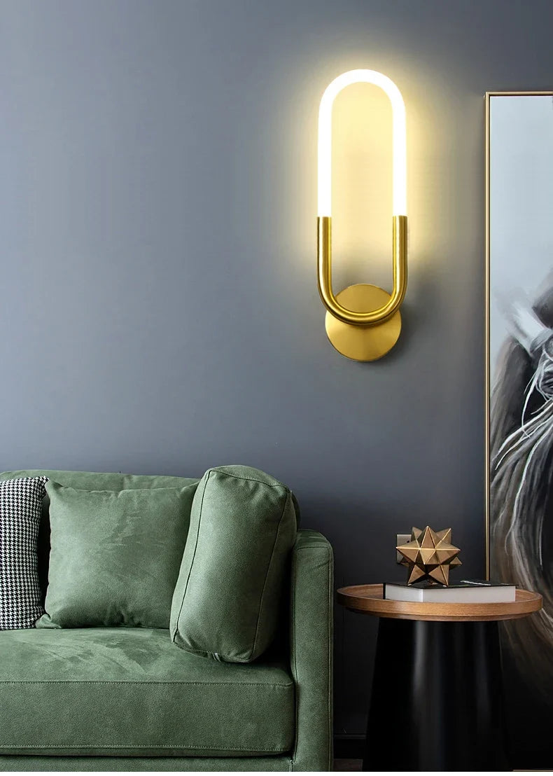 U-vormige led-wandlamp – Art-decodesign | Koper of zwart