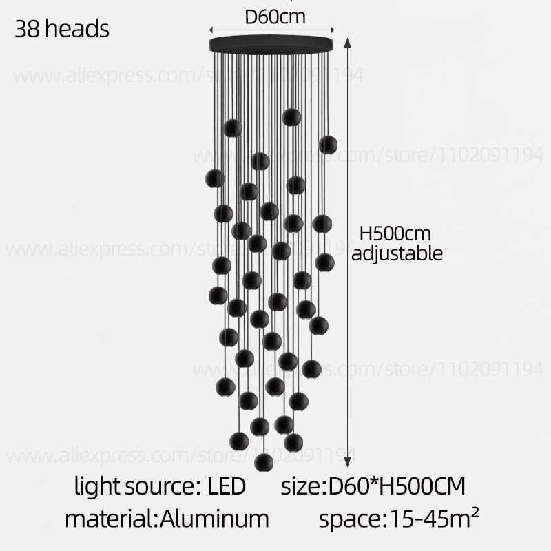 Modern LED Circular Pendant Chandelier - Multi-Light Stairwell Fixture