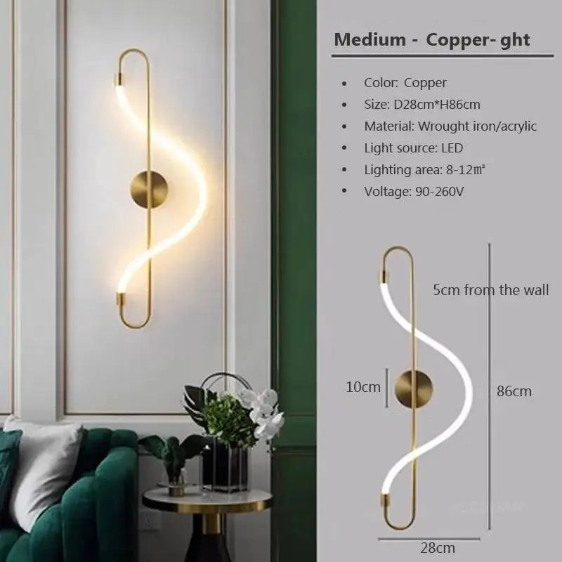 Moderne LED-Wandleuchte – Wandleuchte aus goldfarbenem Aluminium