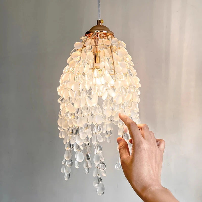 Crystal Bead Pendant Lamp - Octagonal Design