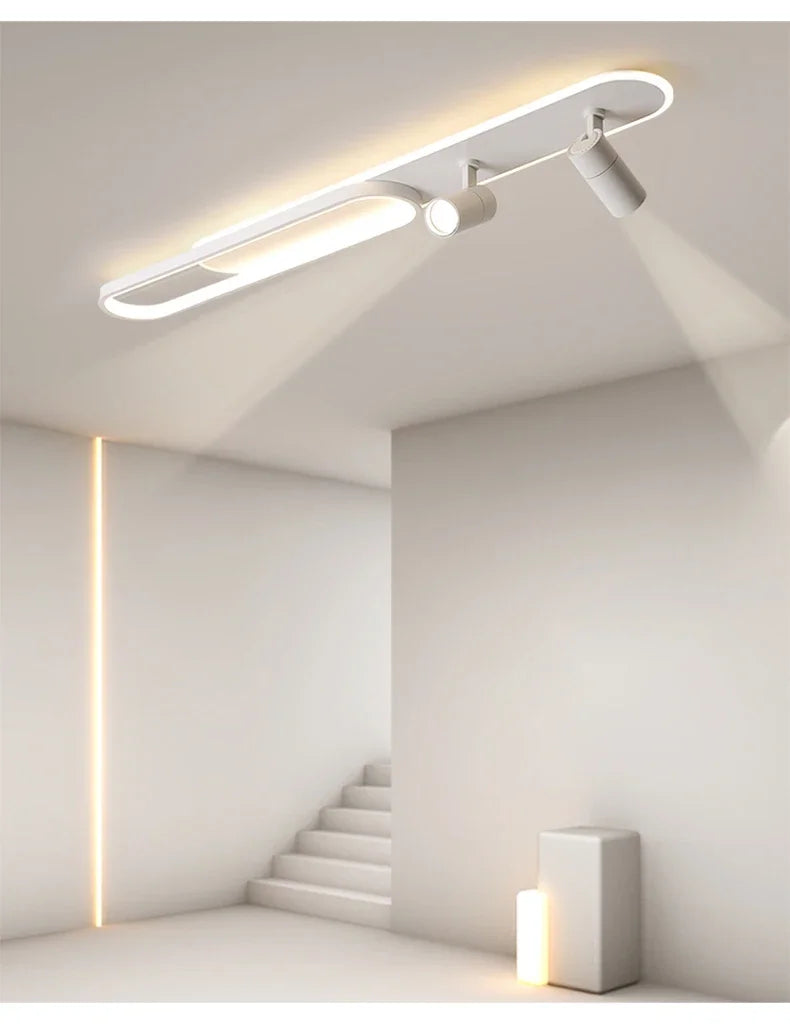 Dimbare LED Plafondlamp met Spotlight – 60/80/100/120 cm | Zwart, Wit of Goud