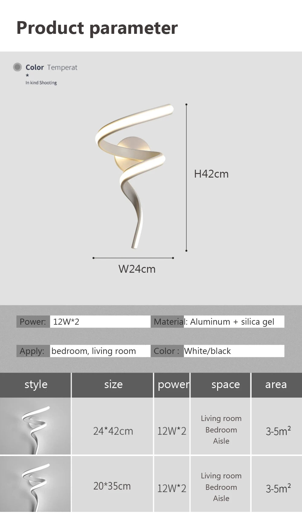 LED Wall Lamp – Modern Spiral Design