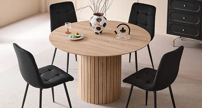 Round Dining Table 120cm - Modern Farmhouse Style for 4-6 People