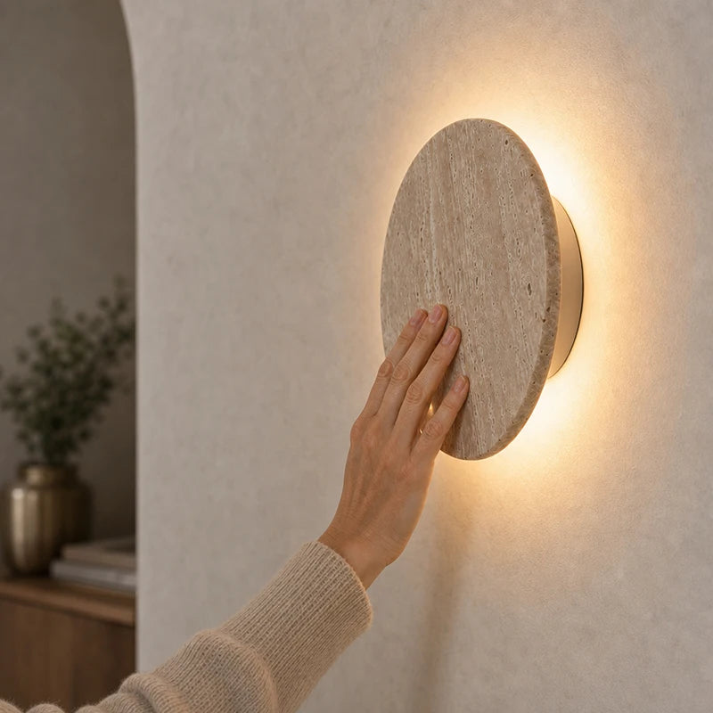 Round LED Wall Sconce – Wabi Sabi Bedside Light
