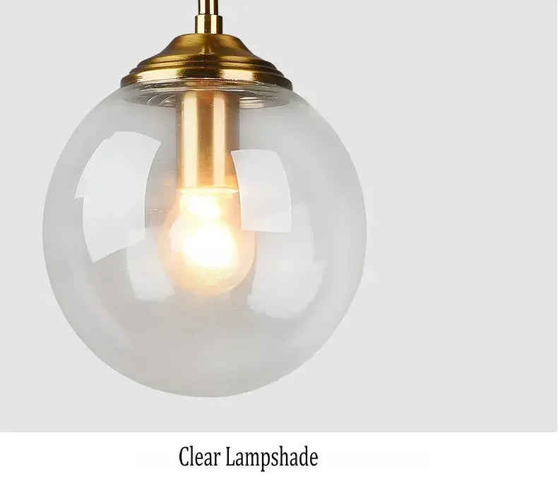 Glass Ball Pendant Light | 3 or 5 Heads | Amber, Clear or Smoke Gray | E27