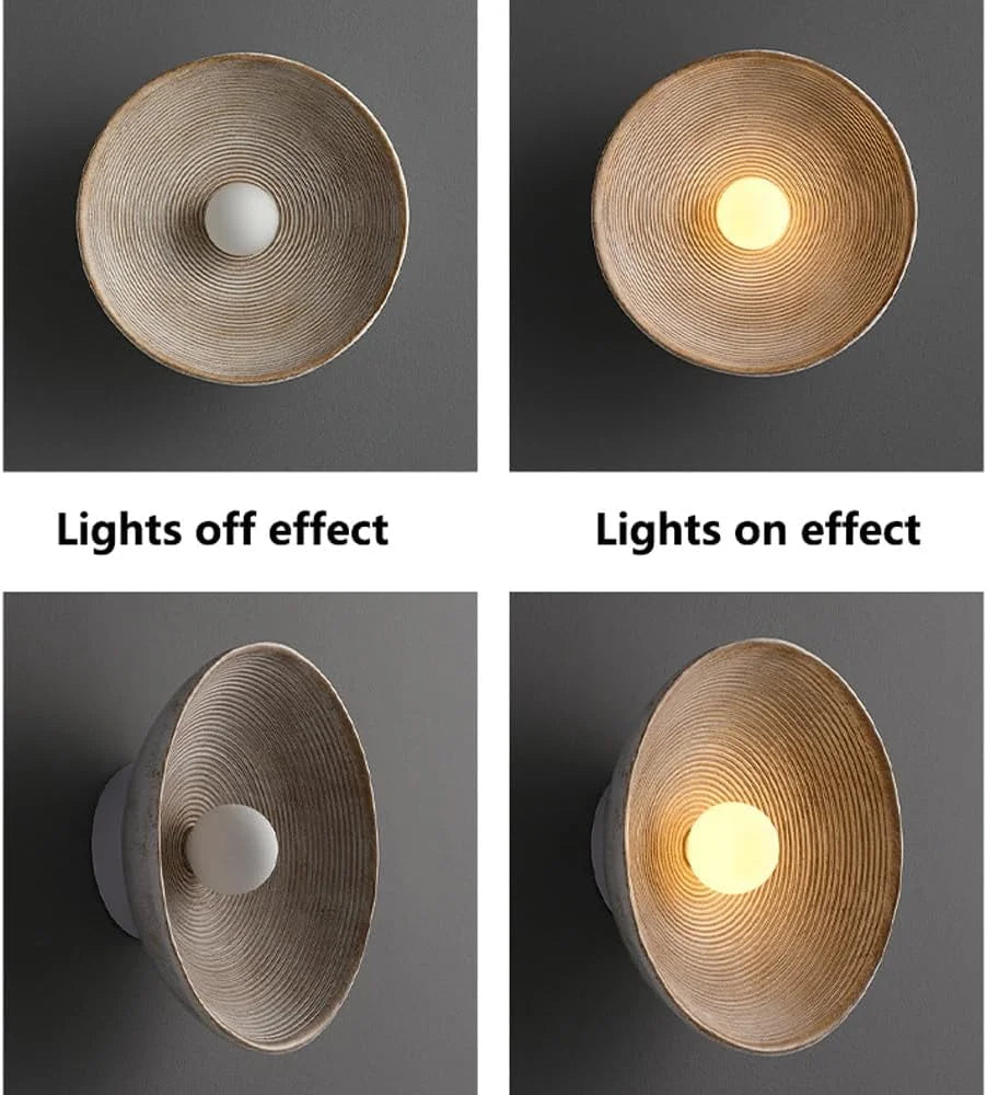 Runde Wandleuchte Luna – Wabi-Sabi-Harzlampe
