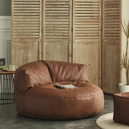 Wagrex - Beanbag Modern Round Retro-Leather