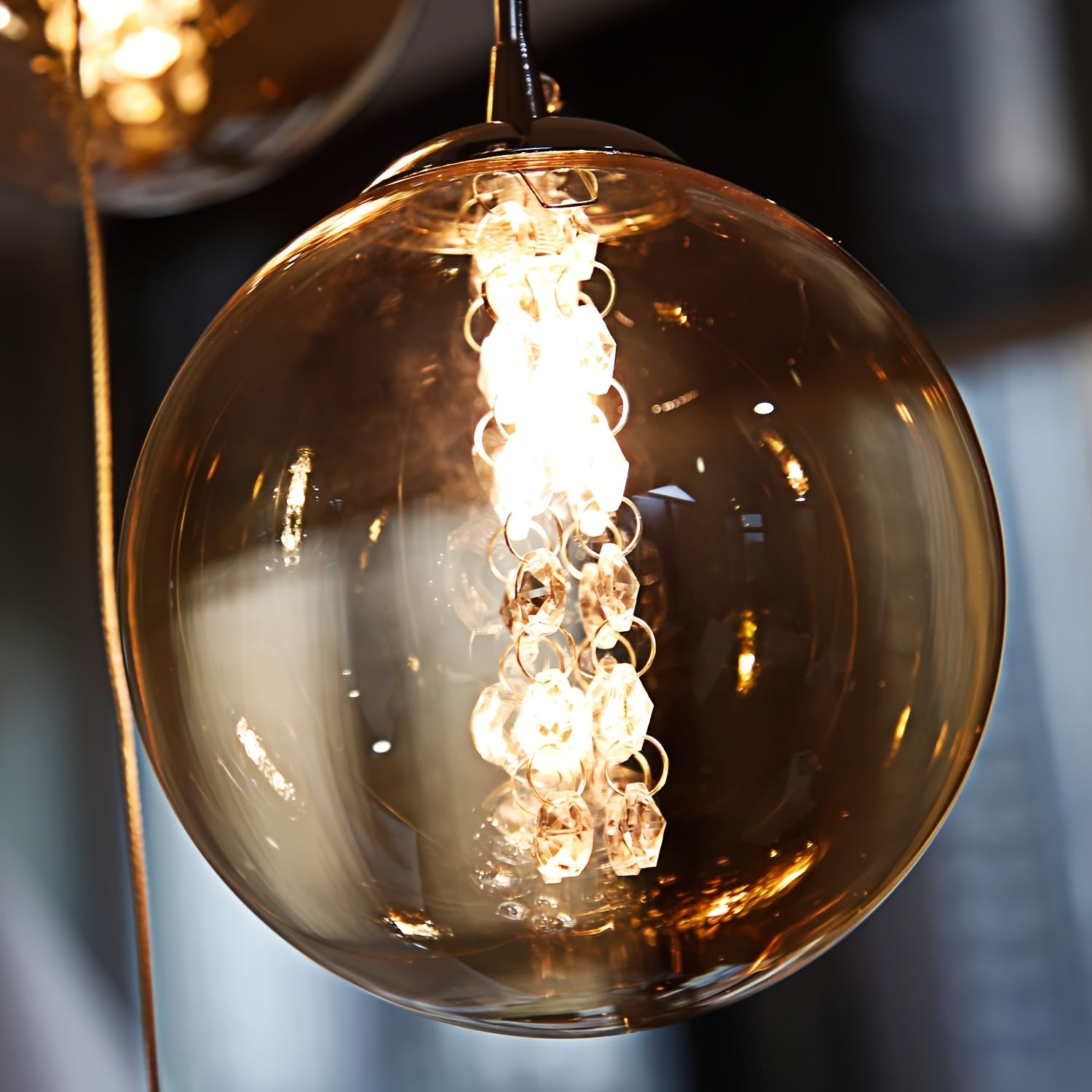 Modern Glass Pendant Light - Adjustable Height Dining Table Chandelier