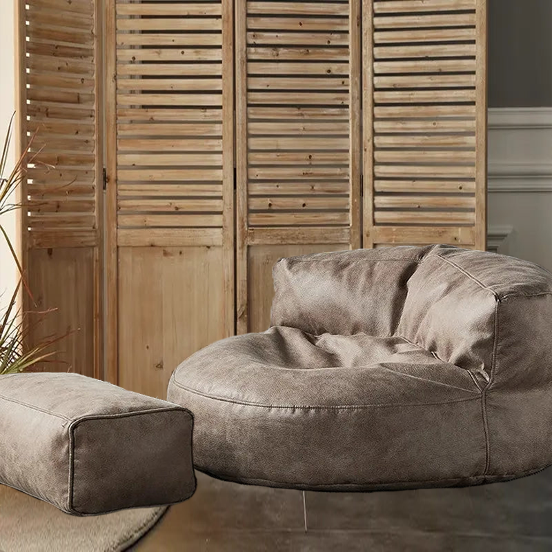 Wagrex - Beanbag Modern Round Retro-Leather