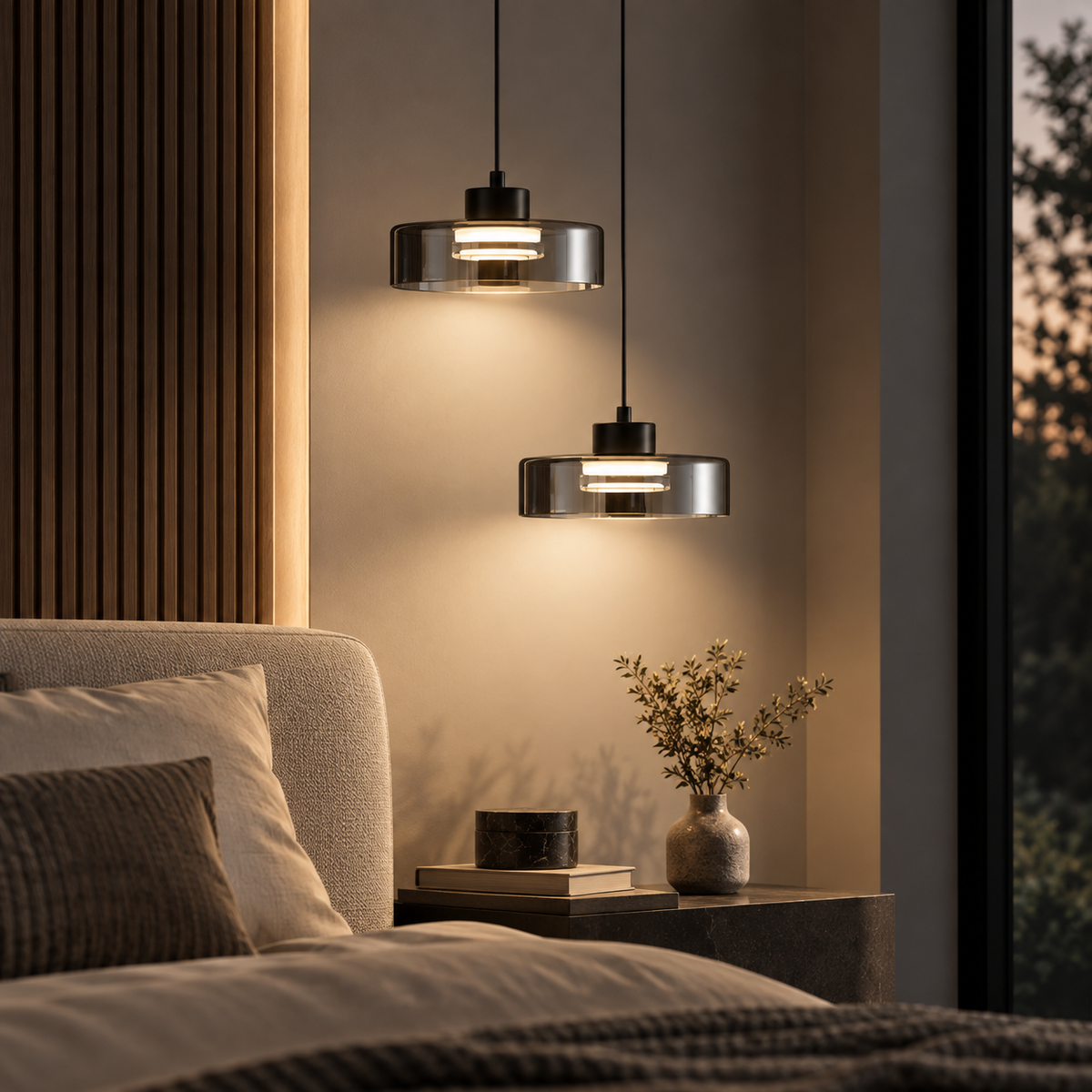 Minimalistische Glazen LED Hanglamp Zwart