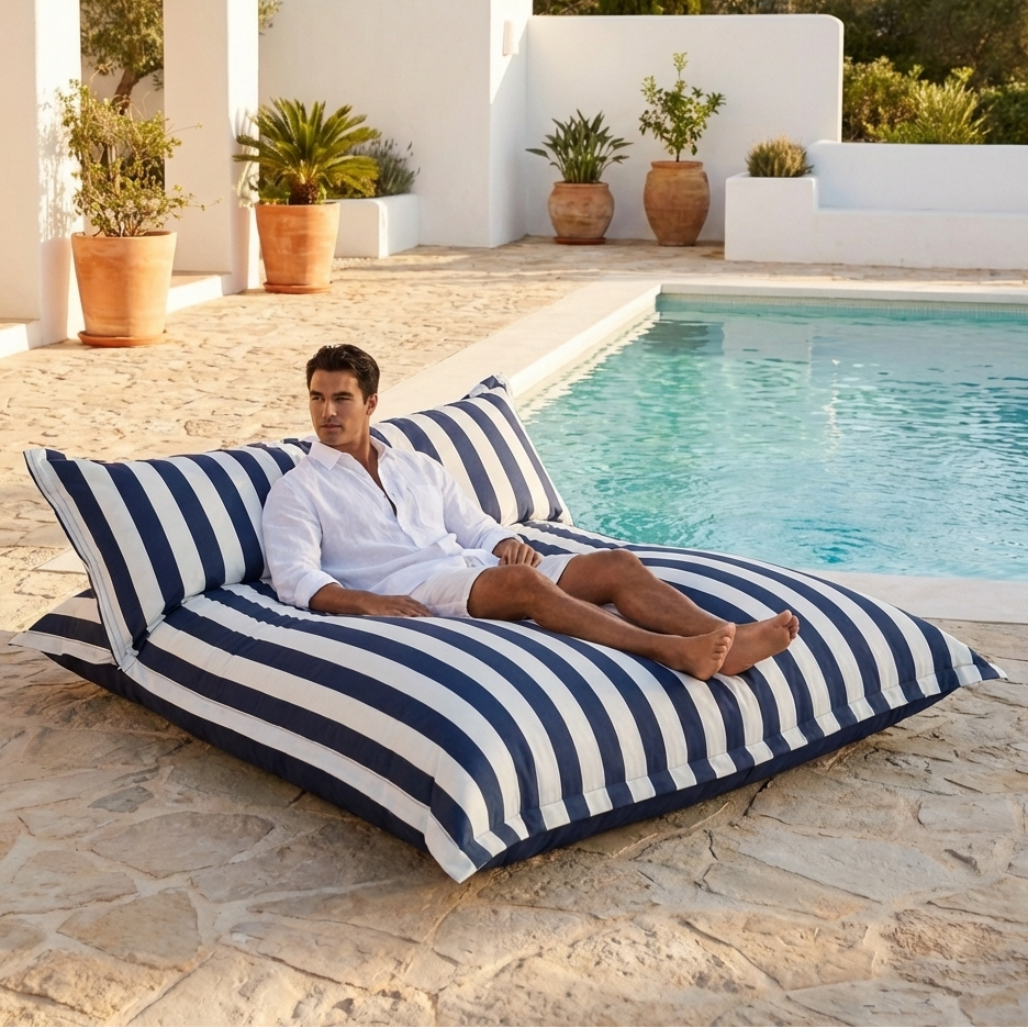 Wagrex - Chaise longue beanbag outdoor stripes