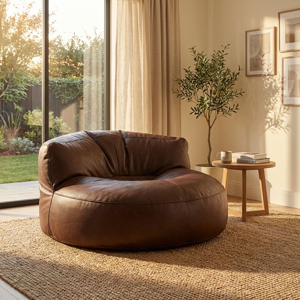 Wagrex - Beanbag Modern Round Retro-Leather