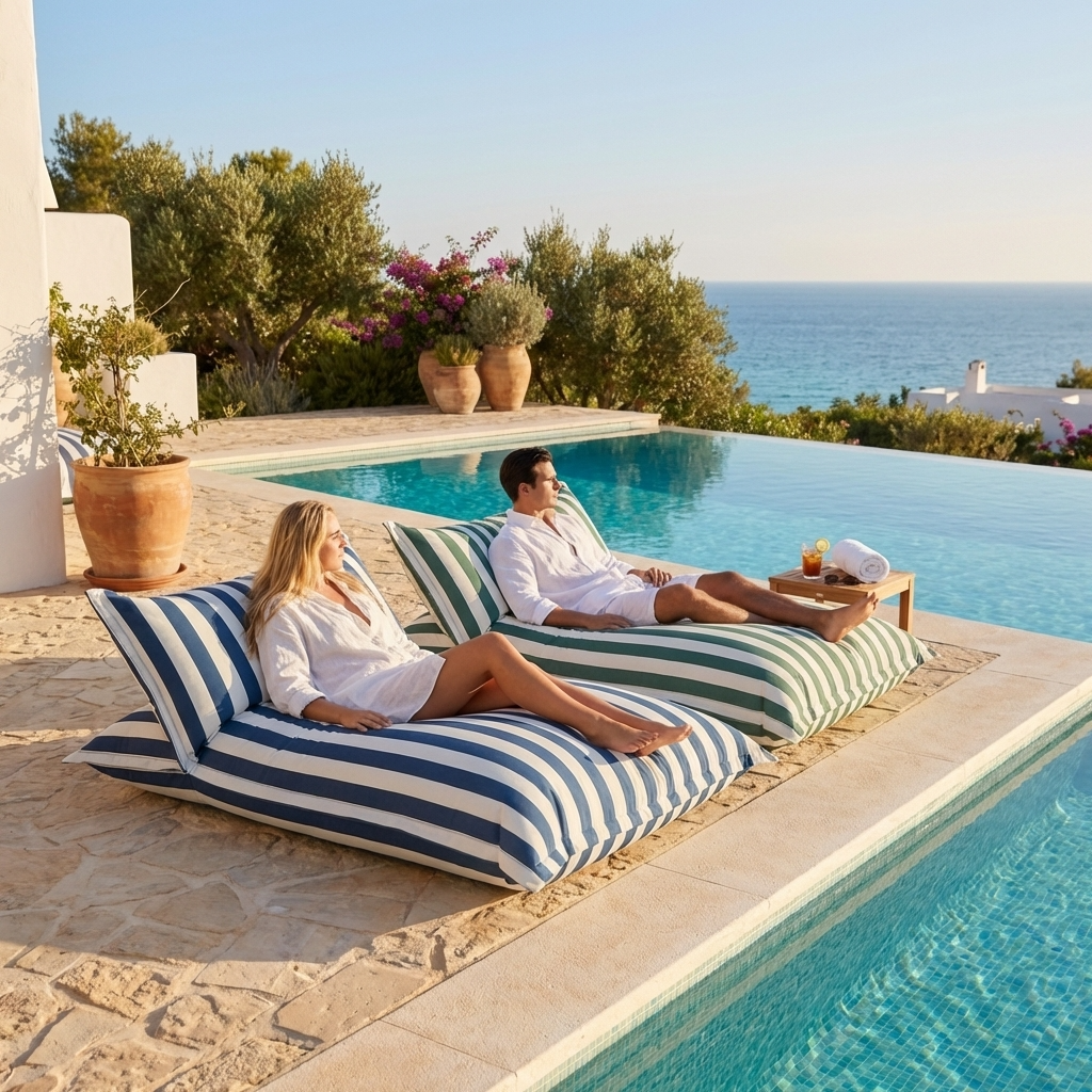 Wagrex - Chaise longue beanbag outdoor stripes