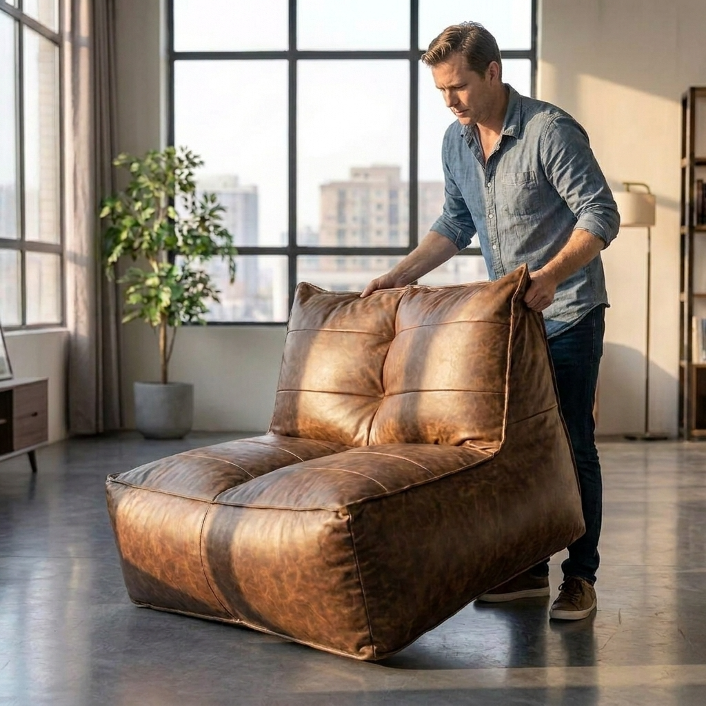 Wagrex - Fauteuil Beanbag Rib Modern Retro-Leather
