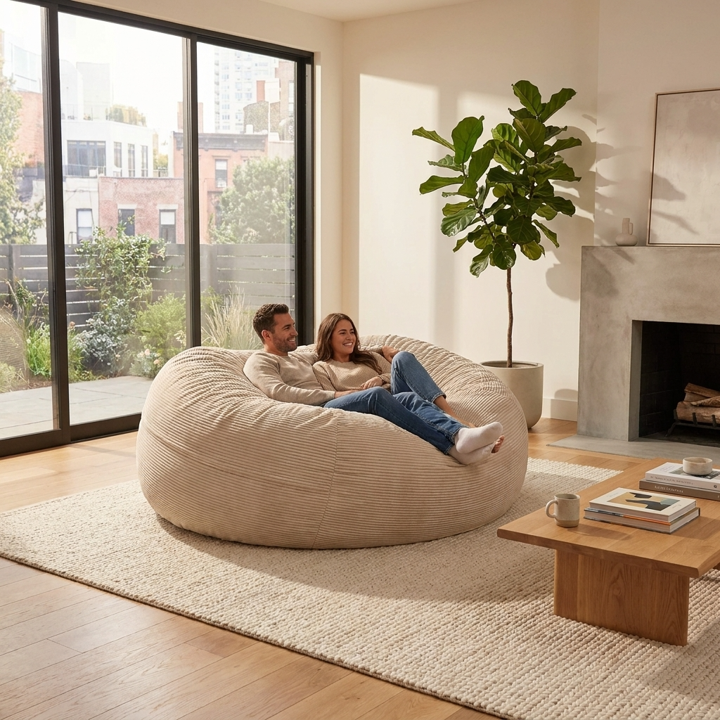 Big Mega XXL Beanbag Ribbed Fabric Included foam fillings
