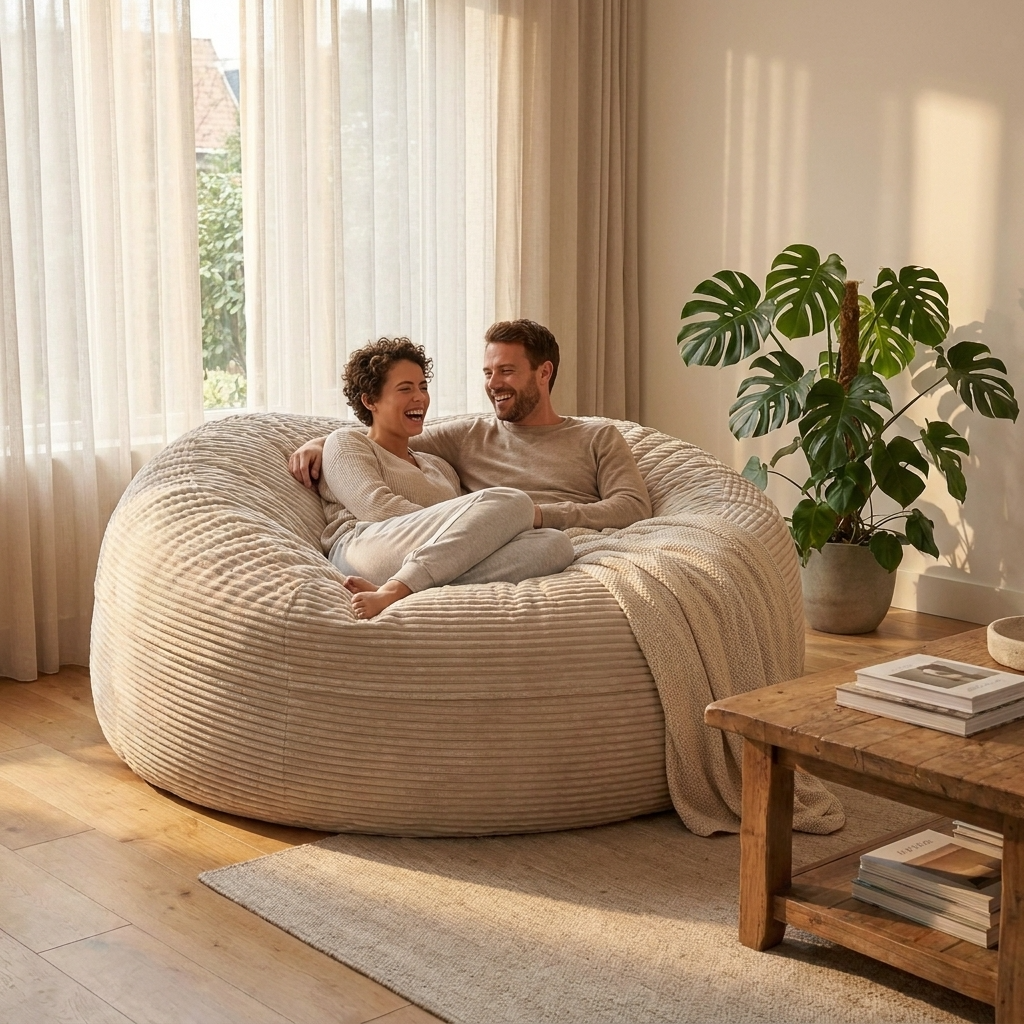 Big Mega XXL Beanbag Ribbed Fabric Included foam fillings