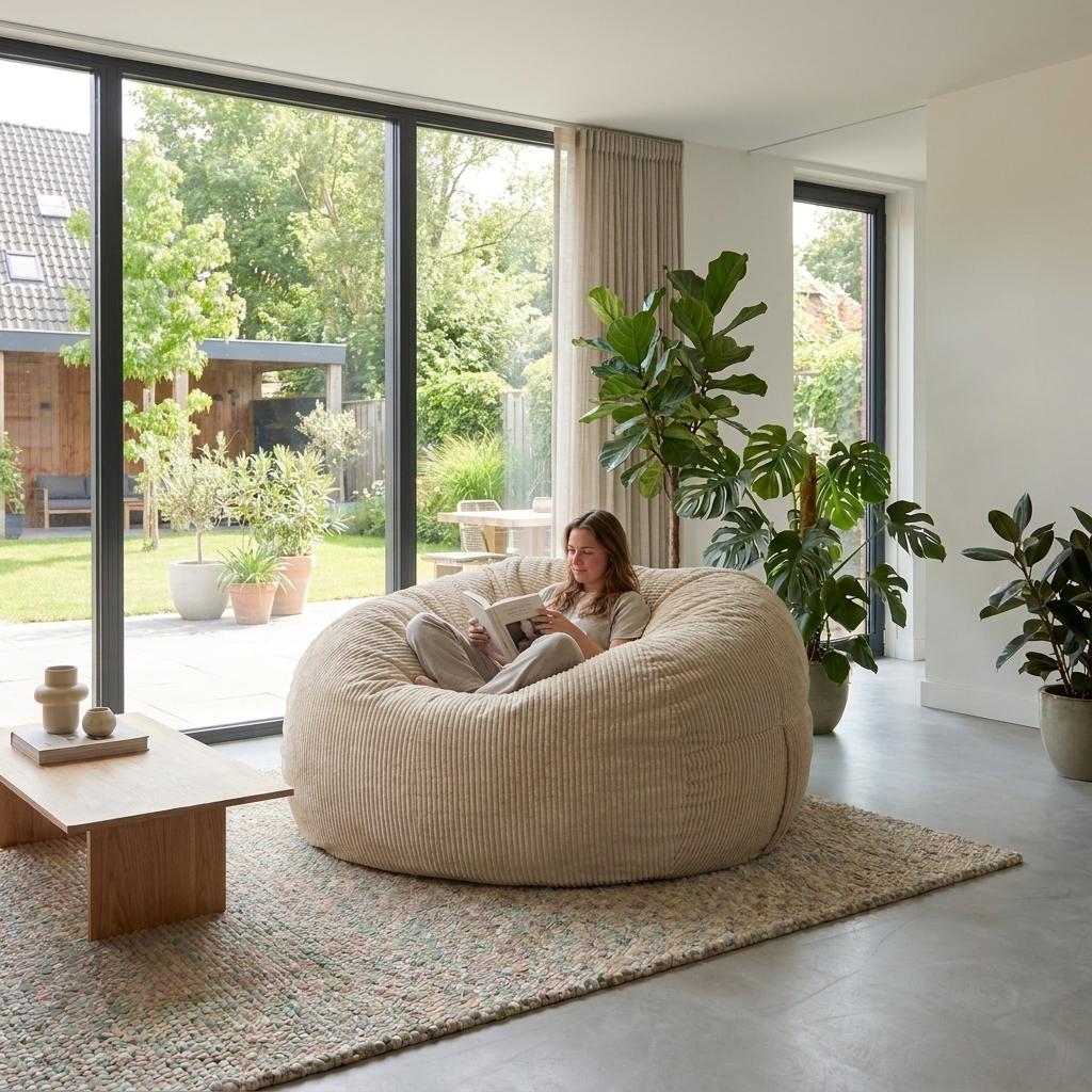 Big Mega XXL Beanbag Ribbed Fabric Included foam fillings