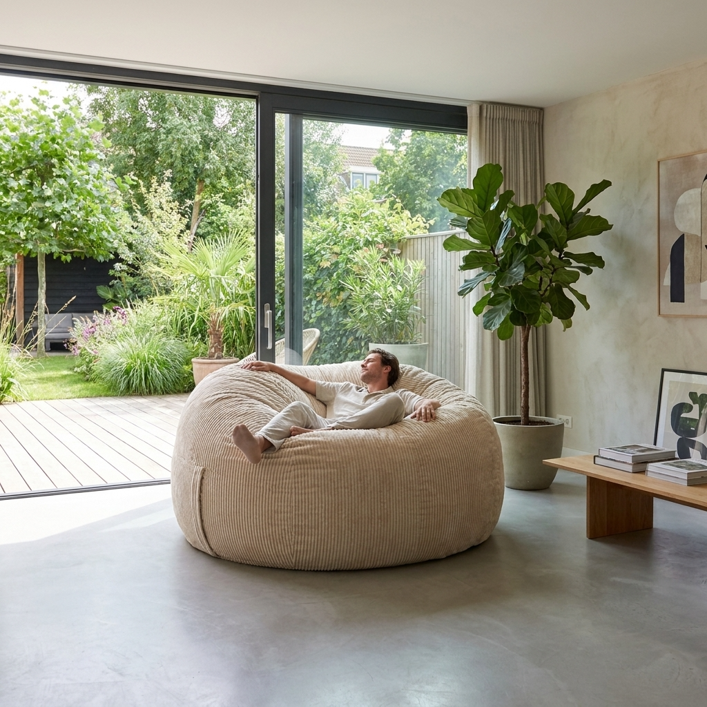 Big Mega XXL Beanbag Ribbed Fabric Included foam fillings
