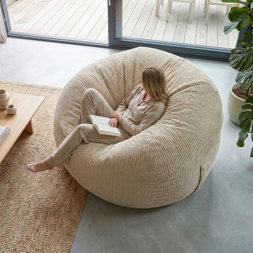 Big Mega XXL Beanbag Ribbed Fabric Included foam fillings