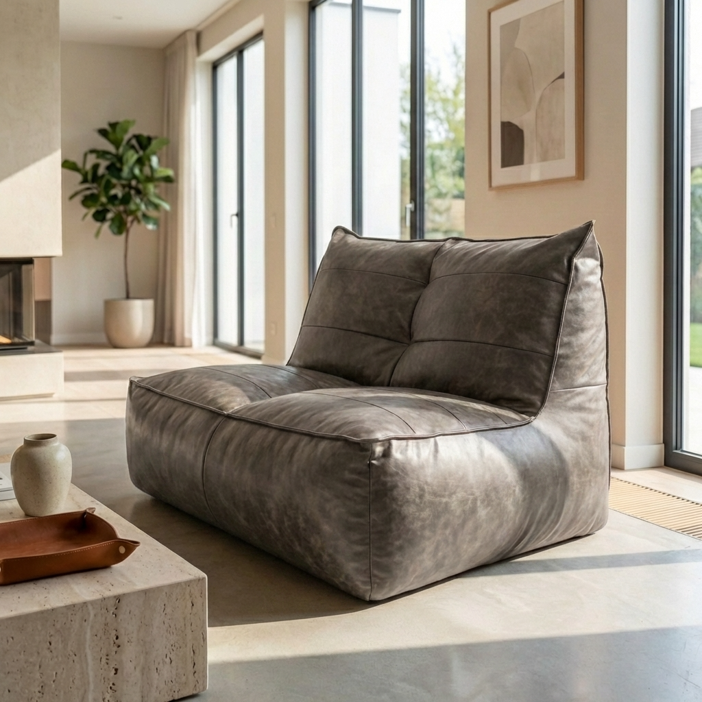 Wagrex - Fauteuil Beanbag Rib Modern Retro-Leather